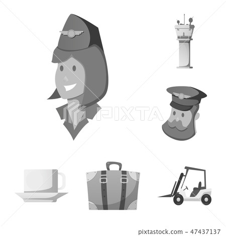 Vector illustration of airport and airplane logo. Set of airport and plane vector icon for stock. 47437137