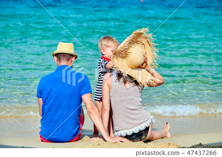 Family on beach in Greece Family on beach in Greece 47437266