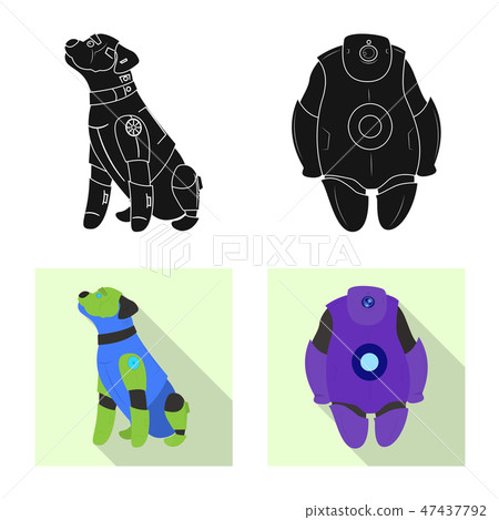 Vector design of robot and factory symbol. Set of robot and space stock vector illustration. 47437792