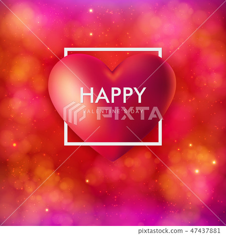 Valentines day card. Large realistic red heart. Valentines day card. Large realistic red heart. 47437881