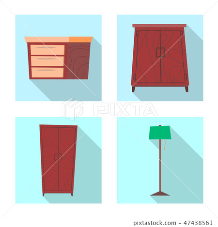 Vector design of furniture and apartment sign. Set of furniture and home stock vector illustration. 47438561
