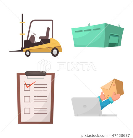 Isolated object of goods and cargo logo. Set of goods and warehouse stock symbol for web. 47438687