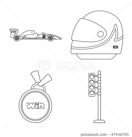 Isolated object of car and rally sign. Collection of car and race stock symbol for web. Isolated object of car and rally sign. Collection of car and race stock symbol for web. 47438705