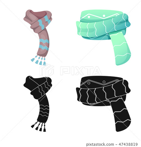 Vector design of scarf and shawl symbol. Set of scarf and accessory stock symbol for web. 47438819