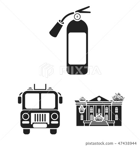 Fire Department black icons in set collection for design. Firefighters and equipment vector symbol Fire Department black icons in set collection for design. Firefighters and equipment vector symbol 47438944
