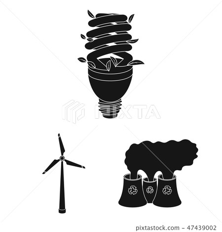 Bio and ecology black icons in set collection for design. An ecologically pure product vector symbol 47439002