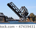 Railroad bridge on the river 47439431