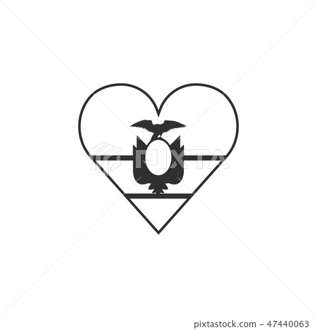 Ecuador flag icon in heart shape in black outline 47440063