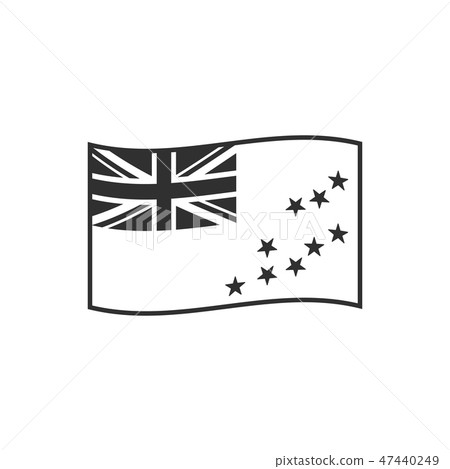 Tuvalu flag icon in black outline flat design Tuvalu flag icon in black outline flat design 47440249