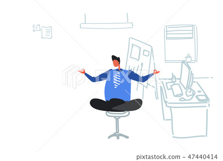 businessman sitting yoga lotus pose relaxing meditation concept business man doing exercises 47440414