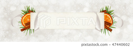 Silk ribbon and a paper card with Christmas decor Silk ribbon and a paper card with Christmas decor 47440602