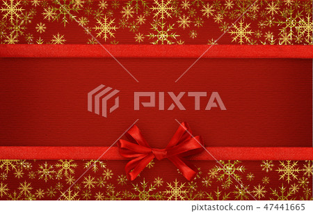 Silk ribbon and a bow on red paper Silk ribbon and a bow on red paper 47441665