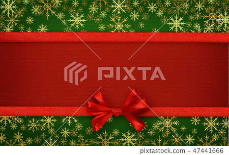 Silk ribbon and a bow on red and green paper Silk ribbon and a bow on red and green paper 47441666