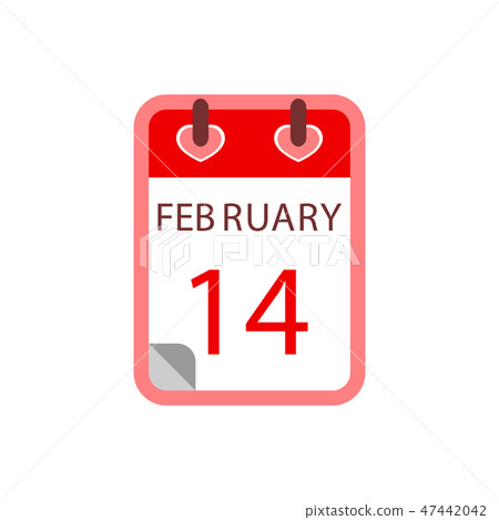 Calendar 14 february. Valentines Day. Flat icon vector. 47442042