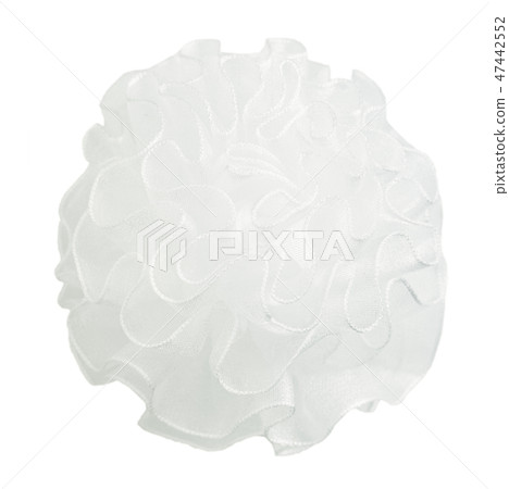 Closeup of white round waved bow Closeup of white round waved bow 47442552