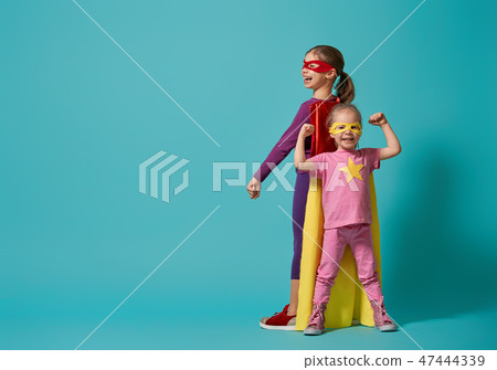 children playing superhero children playing superhero 47444339