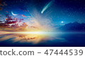 Crescent moon, bright stars and comet 47444539