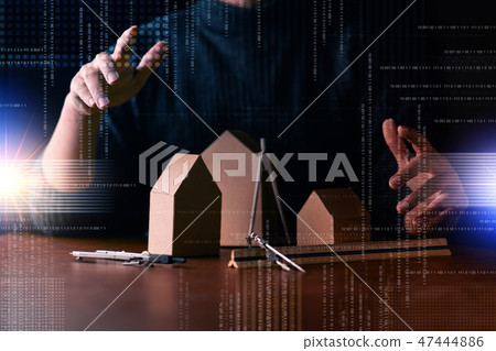 house design solution man hand with house p house design solution man hand with house p 47444886