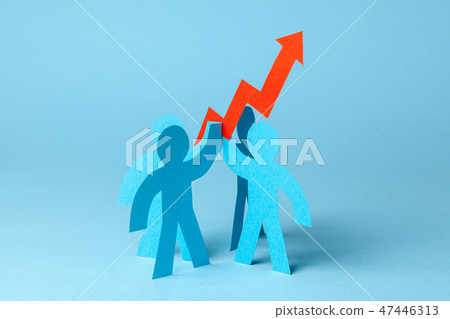 Business team and red up arrow. Sales growth and growth graph up. Business team and red up arrow. Sales growth and growth graph up. 47446313
