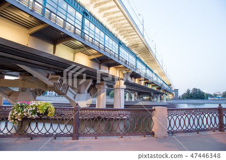 Moscow River, Luzhnetskaya Bridge.Moscow, Russia 47446348