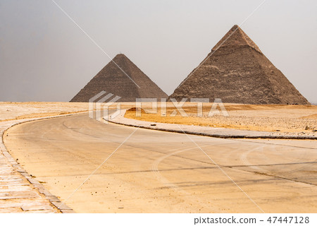 The Great Pyramids of Giza desert near Cairo in Egypt unesco cultural heritage The Great Pyramids of Giza desert near Cairo in Egypt unesco cultural heritage 47447128