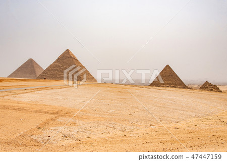 The Great Pyramids of Giza desert near Cairo in Egypt unesco cultural heritage The Great Pyramids of Giza desert near Cairo in Egypt unesco cultural heritage 47447159