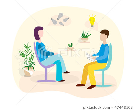 Woman talking to psychotherapist or psychologist  47448102