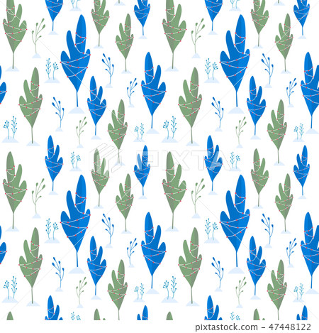 Christmas winter forest landscape.  47448122