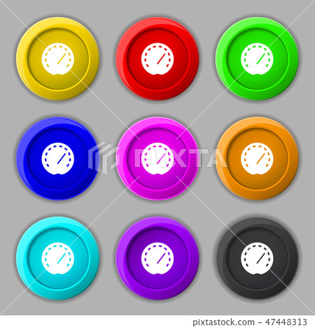 speedometer Icon sign. symbol on nine round colour speedometer Icon sign. symbol on nine round colour 47448313
