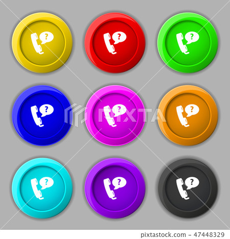 Telemarketing icon sign. symbol on nine round colo Telemarketing icon sign. symbol on nine round colo 47448329