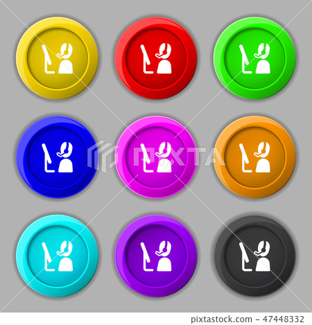 Telemarketing icon sign. symbol on nine round colo Telemarketing icon sign. symbol on nine round colo 47448332