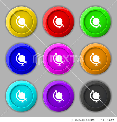 icon world sign. symbol on nine round colourful bu icon world sign. symbol on nine round colourful bu 47448336