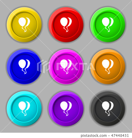 Balloon Icon sign. symbol on nine round colourful 47448431