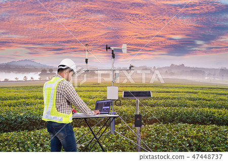 Agronomist collect data with meteorological 47448737