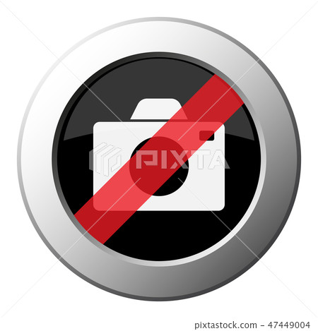 camera - ban round metal button, white icon 47449004
