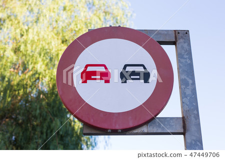 No overtake sign on a spanish highway. No overtake sign on a spanish highway. 47449706