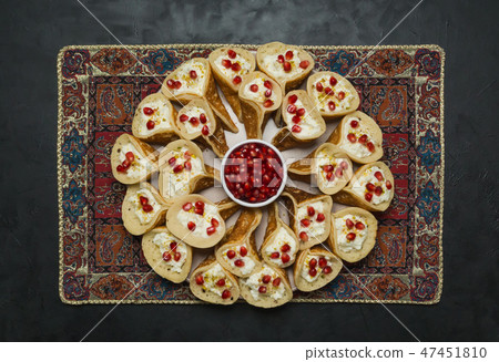 Pomegranate Qatayef Asafiri, Arabian pancake. 47451810