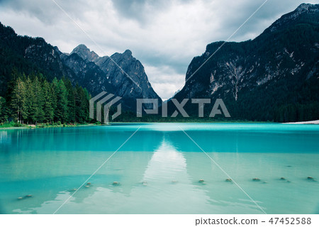 Dobbiaco Lake in the Dolomites Alps, Italy. Dobbiaco Lake in the Dolomites Alps, Italy. 47452588