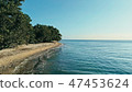 remote south pacific island with sandy beach shore 47453624