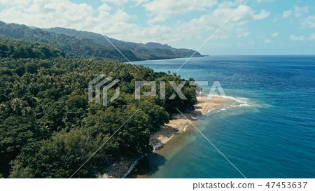 remote south pacific island with sandy beach shore 47453637