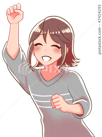 Illustration of a girl in a guts pose Illustration of a girl in a guts pose 47454293