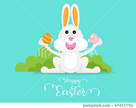 cute rabbit with easter egg happy easter day 47455750