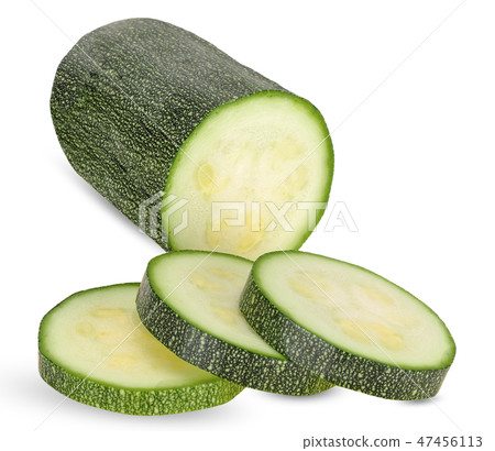 Slice zucchini isolated on white clipping path Slice zucchini isolated on white clipping path 47456113