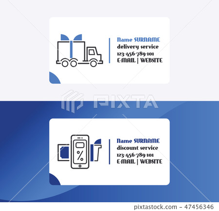 Delivery, discount services business card vector illustration. Delivery van, logistics industry Delivery, discount services business card vector illustration. Delivery van, logistics industry 47456346