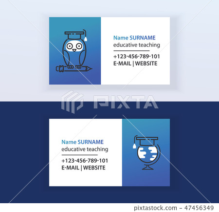 Educative teaching set of business cards vector illustration. Online education, learning, learn to Educative teaching set of business cards vector illustration. Online education, learning, learn to 47456349