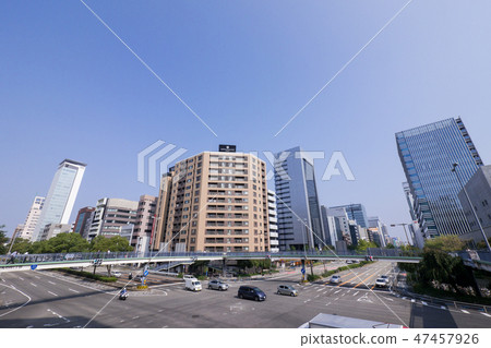 Nagoya city scenery Bank of Japan intersection Northeast direction Nagoya city scenery Bank of Japan intersection Northeast direction 47457926