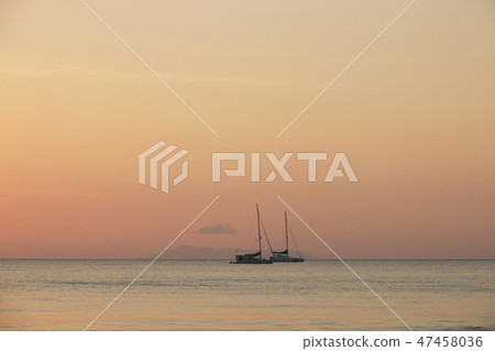 sailboat in the sea of summer background. 47458036