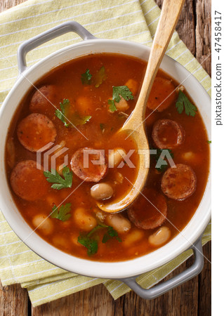 Delicious Polish dish of Breton beans with sausage 47458417