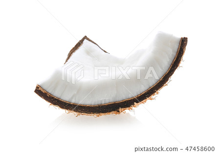 Coconut pieces isolated on a white background. Coconut pieces isolated on a white background. 47458600