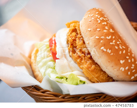 deep fried chicken burger deep fried chicken burger 47458783